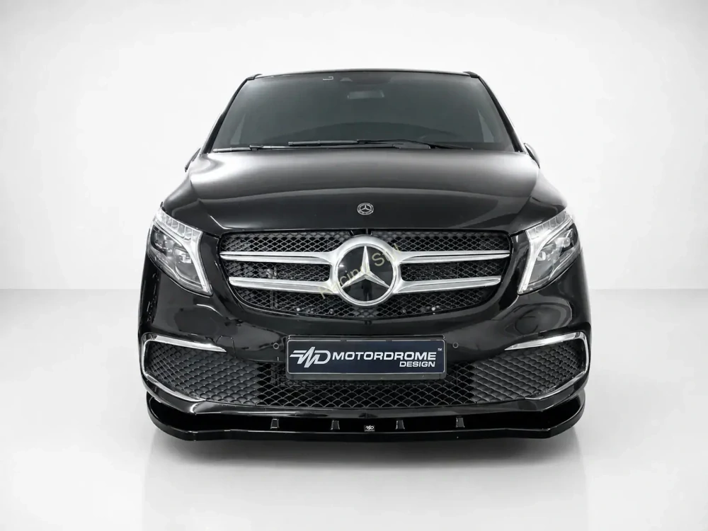 Mercedes Benz V-Class Facelift spoiler pod přední nárazník Glossy Black MD Design Lesk.