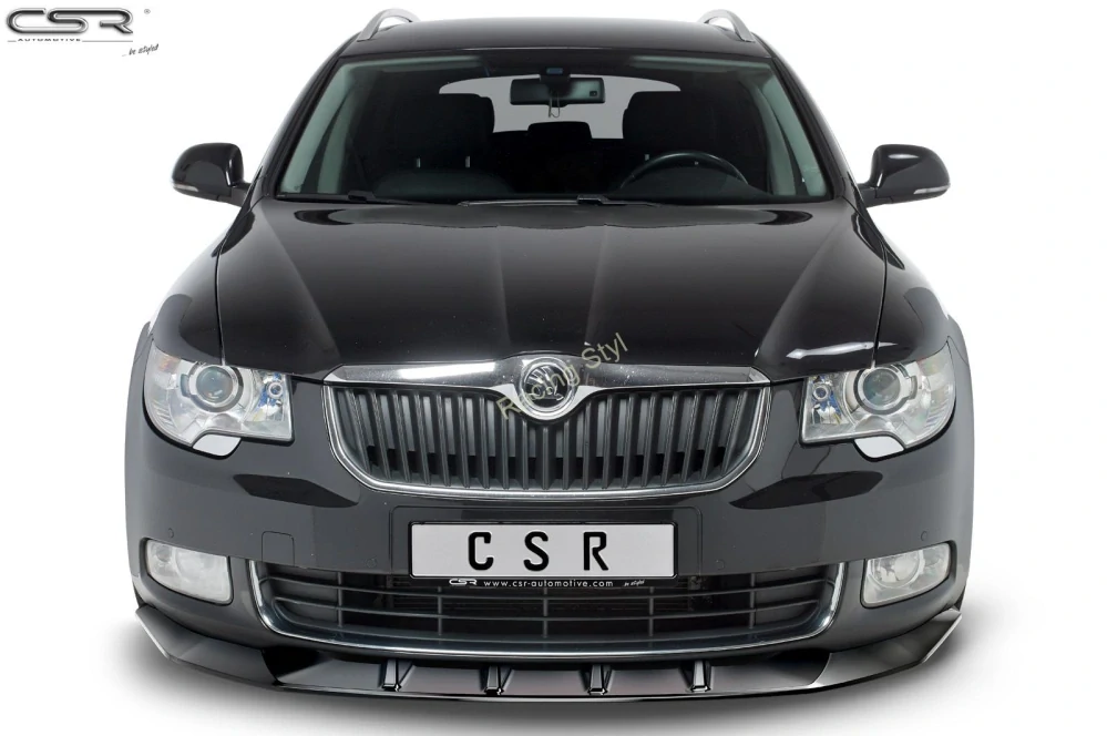 Škoda Superb II přední spoiler lipa Glossy Black CSR Lesk.