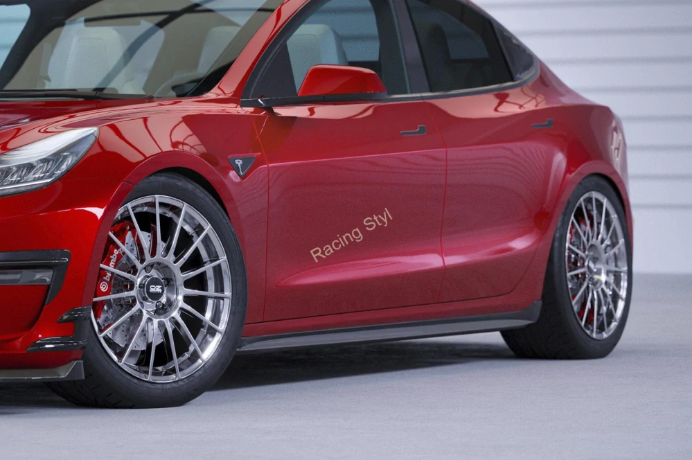 Tesla Model 3 nástavce na boční prahy Glossy Black CSR Lesk