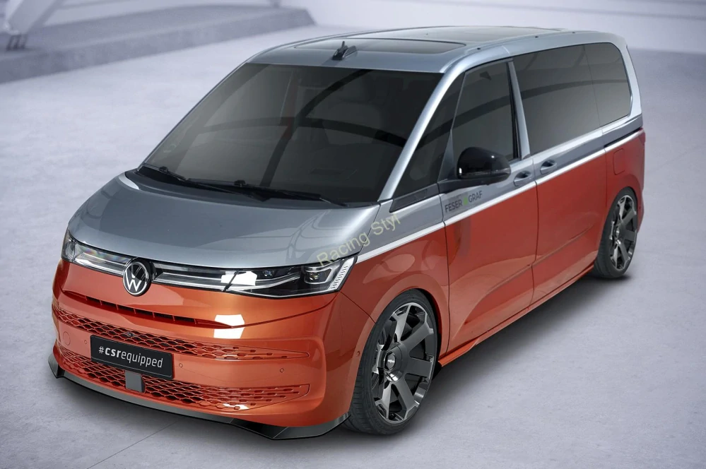 VW T7 přední spoiler lip Glossy Black CSR Lesk.