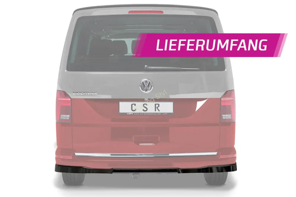 VW T6/ T6.1 spoiler na zadní nárazník Glossy Black CSR Lesk.