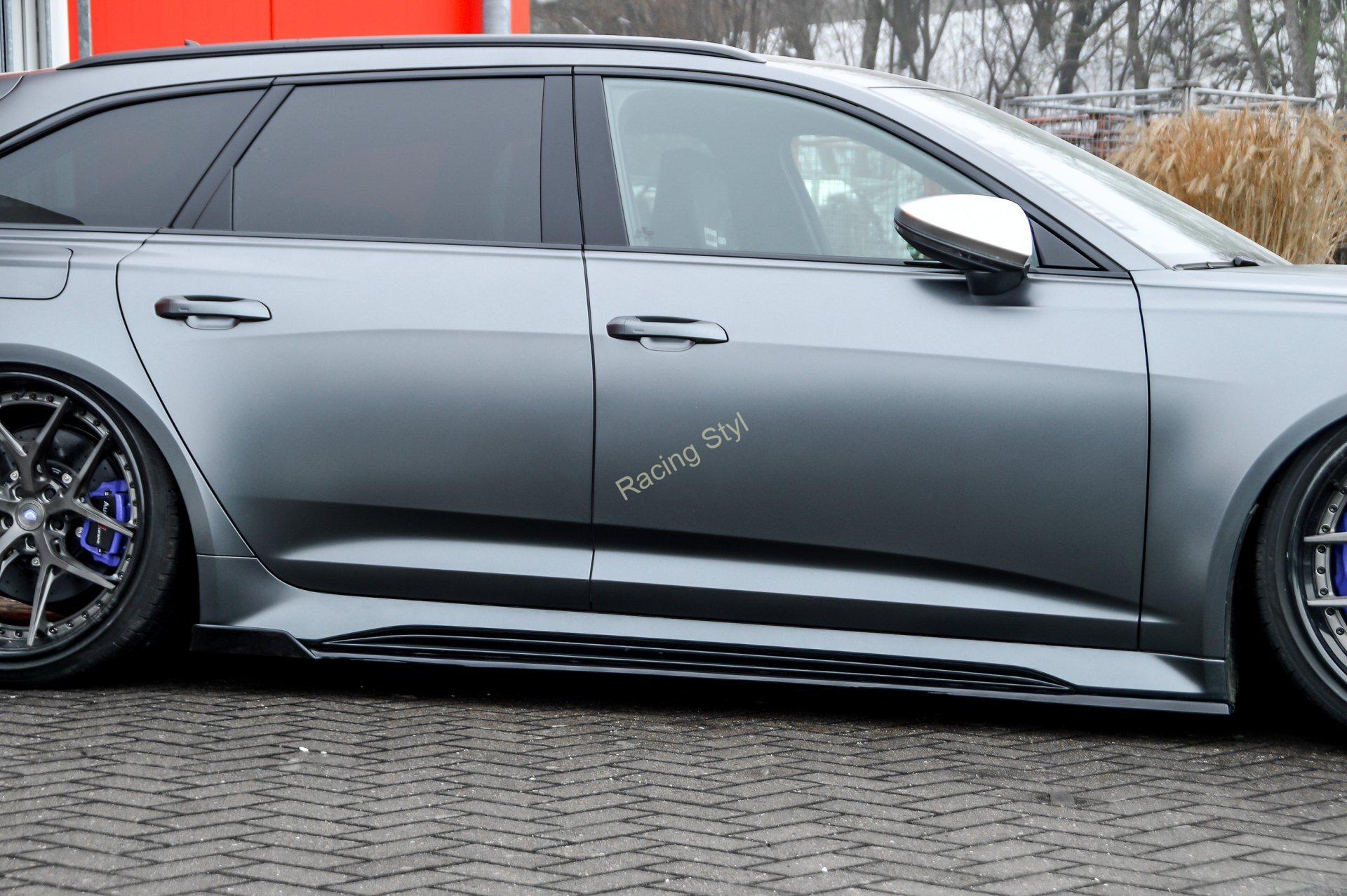 Audi RS6 C8 spoilery pod boční prahy s křidélky IN Tuning Matt.