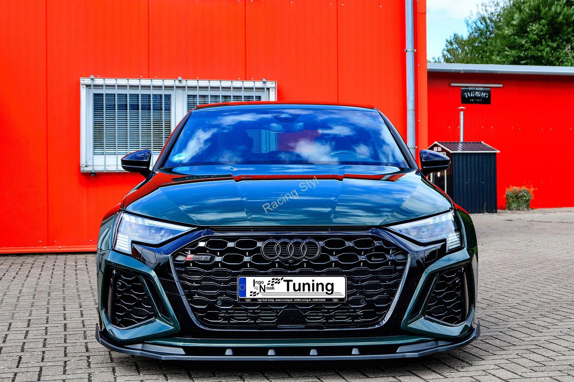 Audi RS3 8Y přední spoiler lipa Glossy Black s křidélky IN Tuning Lesk.