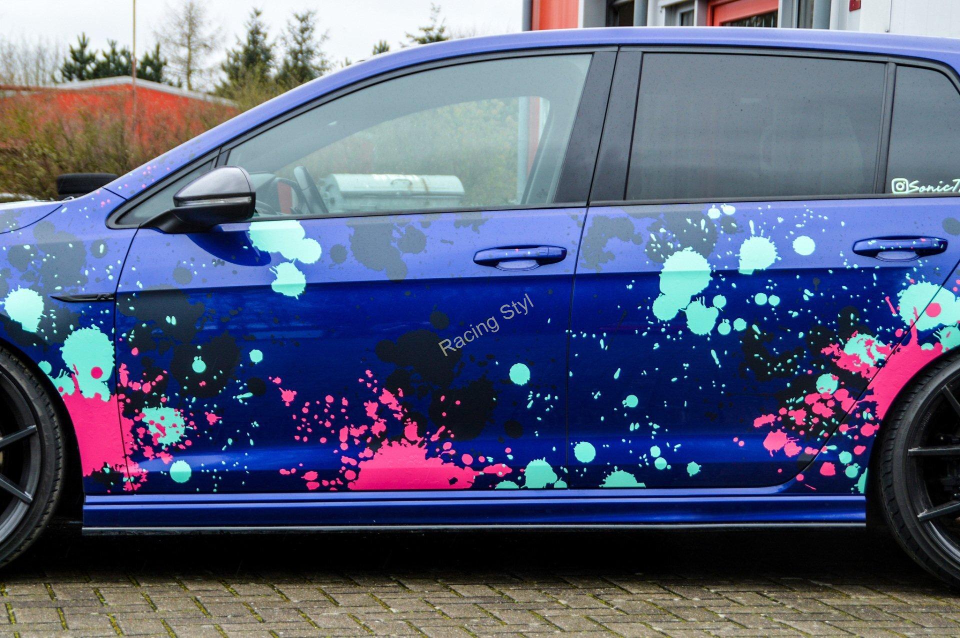 VW Golf 7 R/ R-Line nástavce na boční prahy Glossy Black IN Tuning Lesk.
