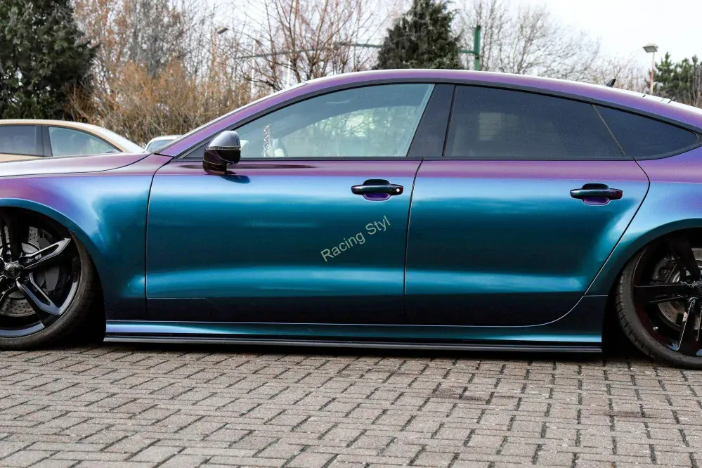 Audi A7 S-Line/ S7 C7 4G nástavce bočních prahů Glossy Black IN Tuning Lesk.