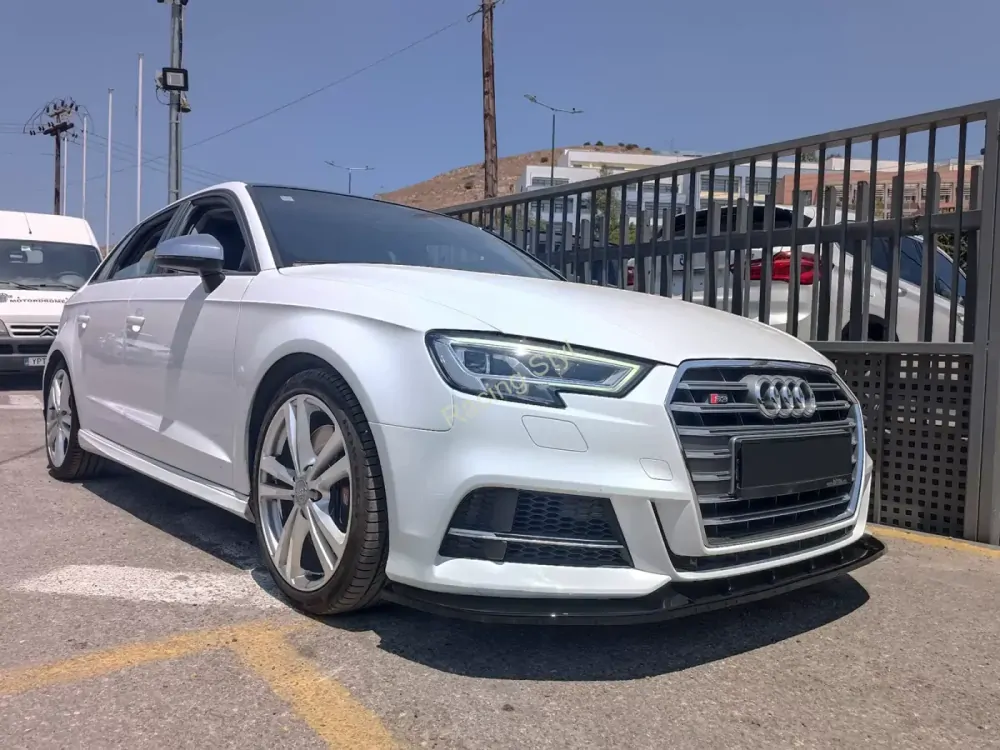 Audi S3/ A3 S-Line 8V Facelift Sportback přední spoiler lipa Glossy Black MD Design Lesk.