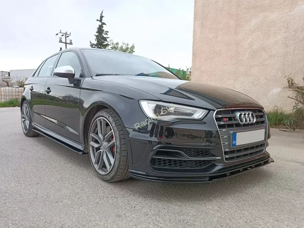 Audi S3/ A3 S-Line 8V přední spoiler lipa Glossy Black MD Design Lesk.