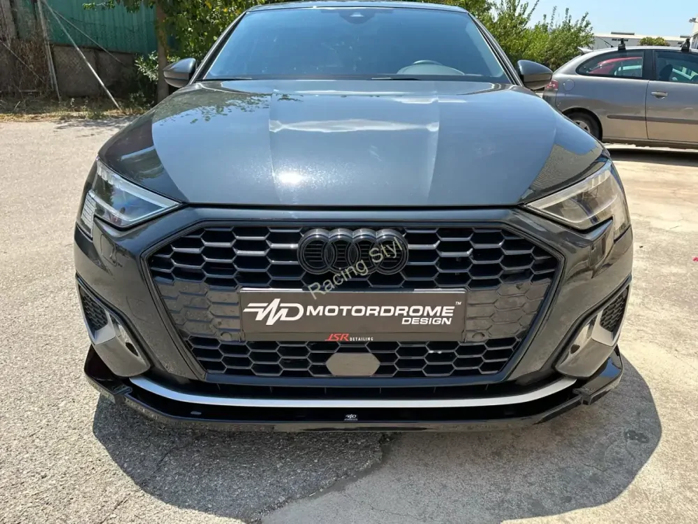 Audi A3 8Y přední spoiler lipa Glossy Black MD Design Lesk.