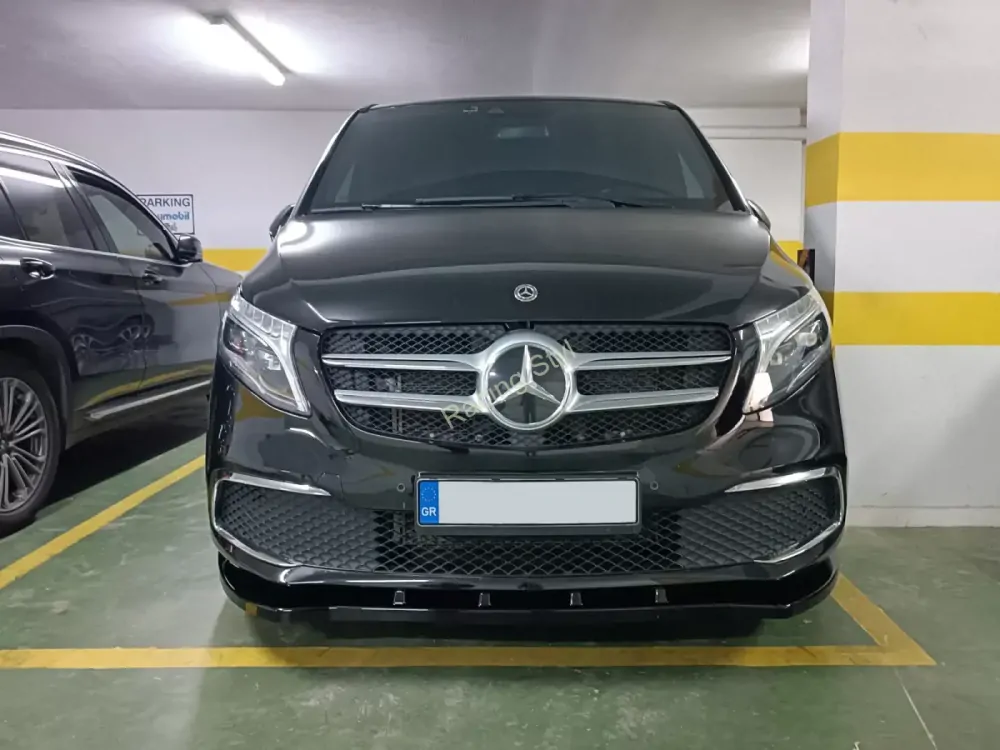 Mercedes Benz V-Class Facelift spoiler pod přední nárazník Glossy Black MD Design Lesk.