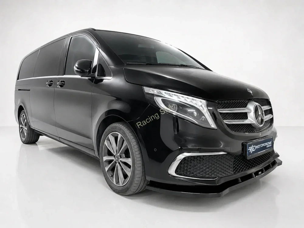 Mercedes Benz V-Class Facelift spoiler pod přední nárazník Glossy Black MD Design Lesk.