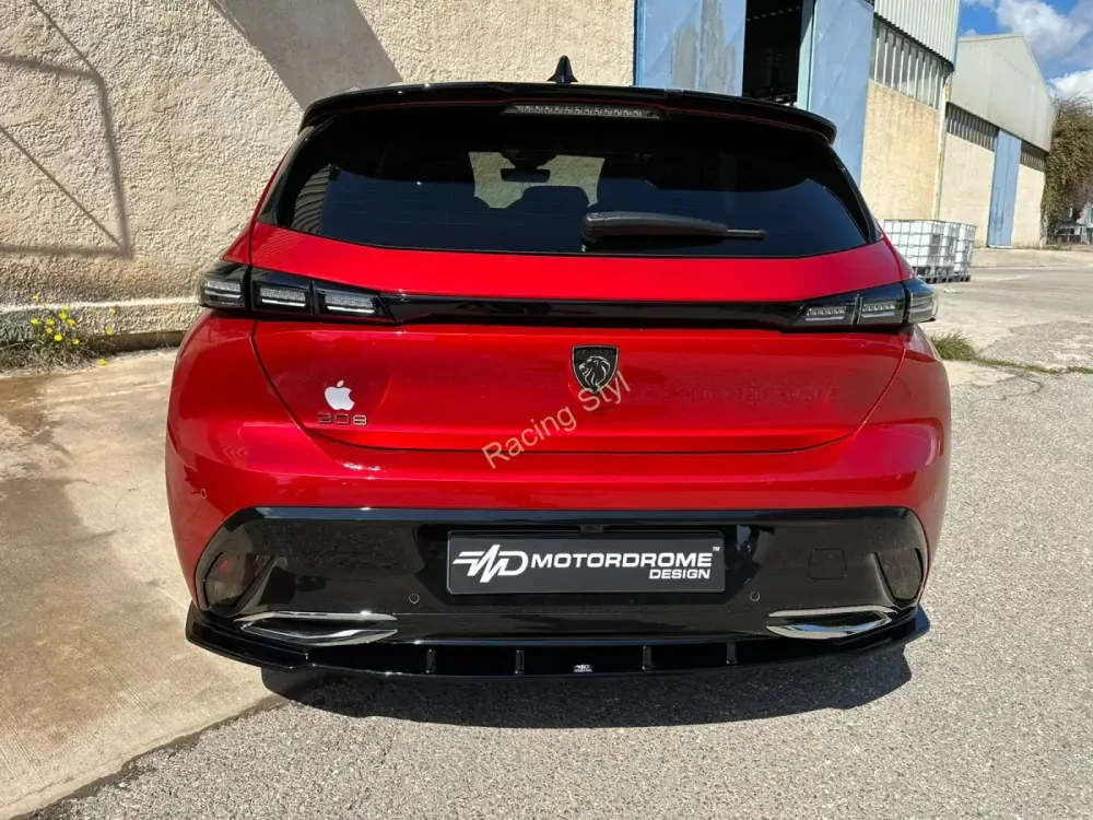 Peugeot 308 spoiler pod zadní nárazník Glossy Black MD Design Lesk.