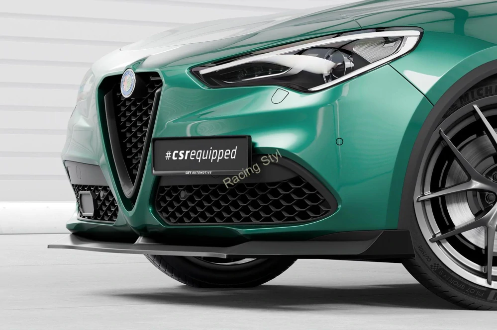 Alfa Romeo Stelvio přední spoiler lip Glossy Black CSR Lesk.