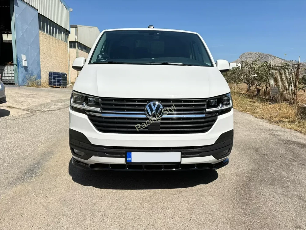 VW T6.1 spoiler pod přední nárazník V1 Glossy Black MD Design Lesk.