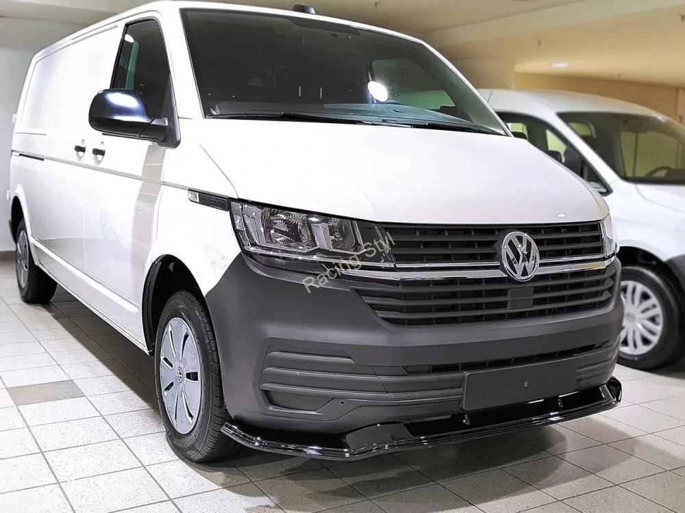 VW T6.1 spoiler pod přední nárazník V2 Glossy Black MD Design Lesk.