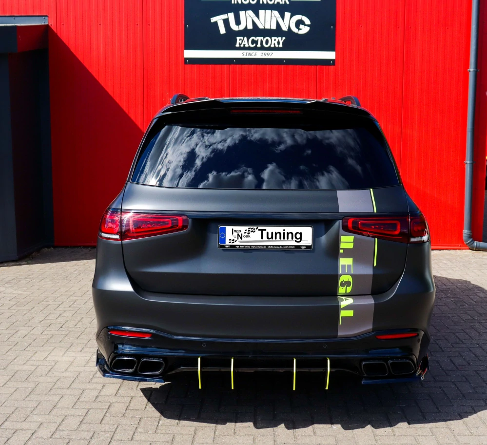 Mercedes GLS 63 AMG 4Matic boční spoilery na zadní nárazník s křidélkem Glossy Black IN Tuning Lesk.