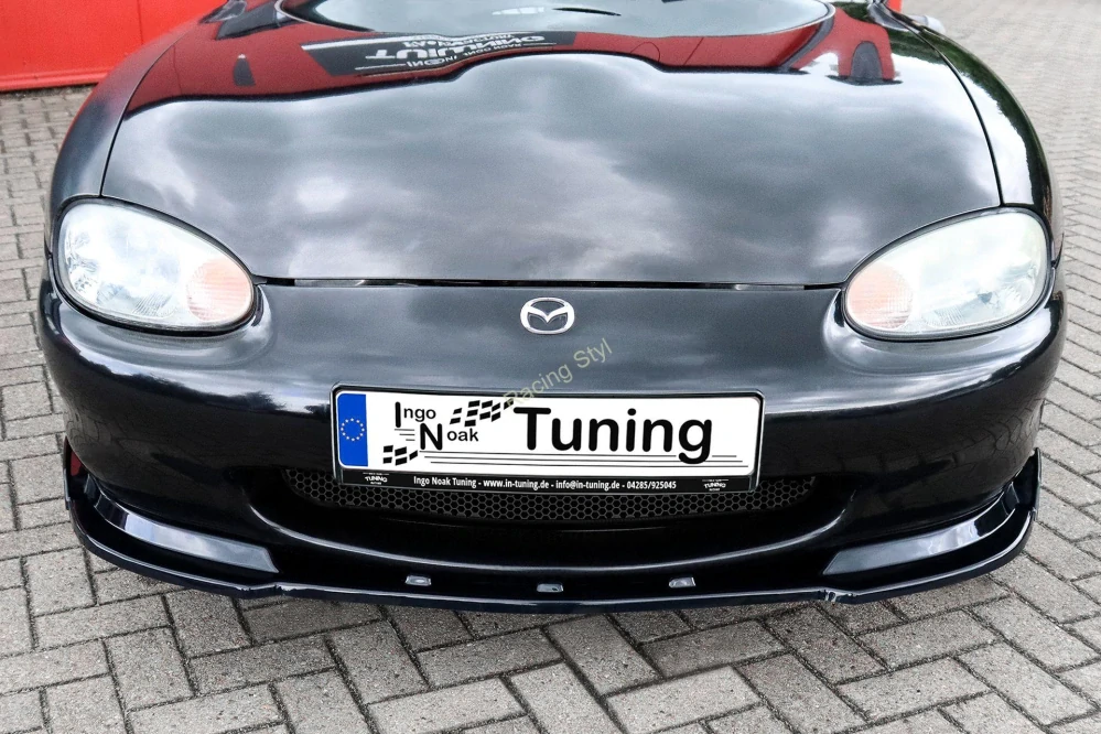 Mazda MX5 NB přední spoiler lip s křidélky Glossy Black IN Tuning Lesk.