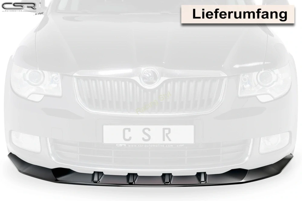Škoda Superb II přední spoiler lipa Glossy Black CSR Lesk.