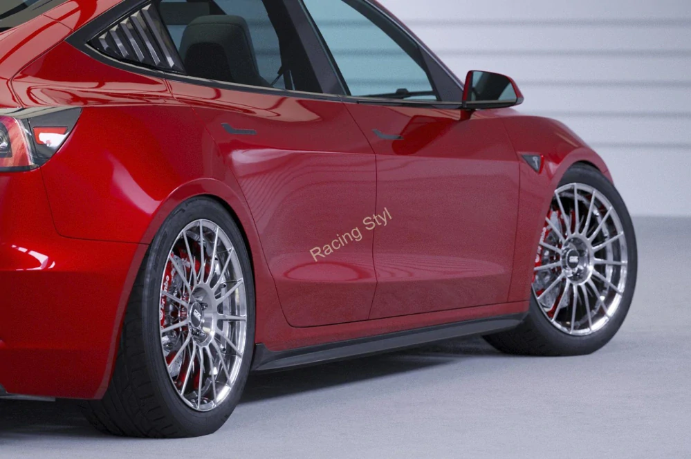 Tesla Model 3 nástavce na boční prahy Glossy Black CSR Lesk