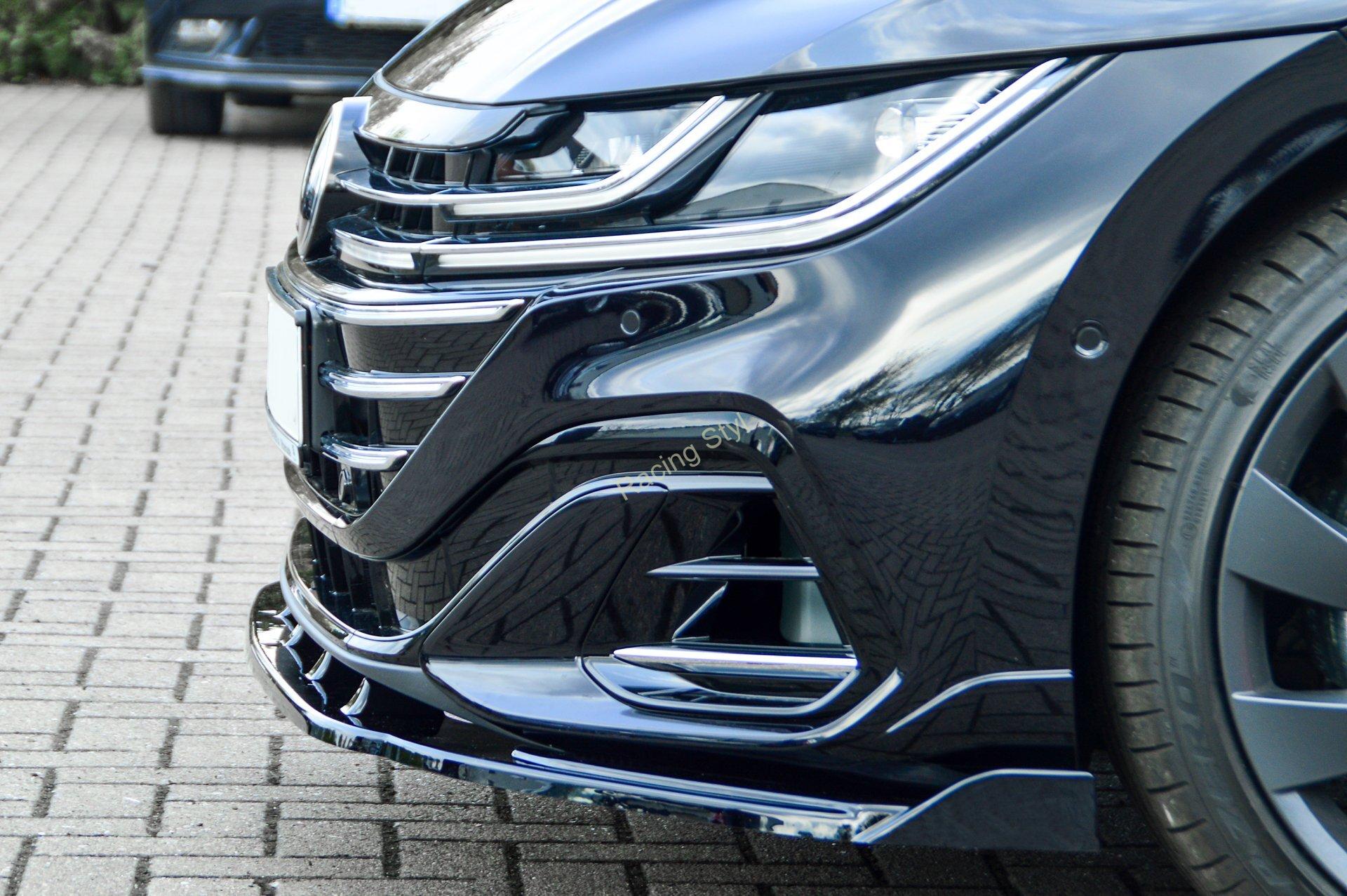 VW Arteon R-Line/ Shooting Break přední spoiler lipa s křidélky Glossy Black IN Tuning Lesk.