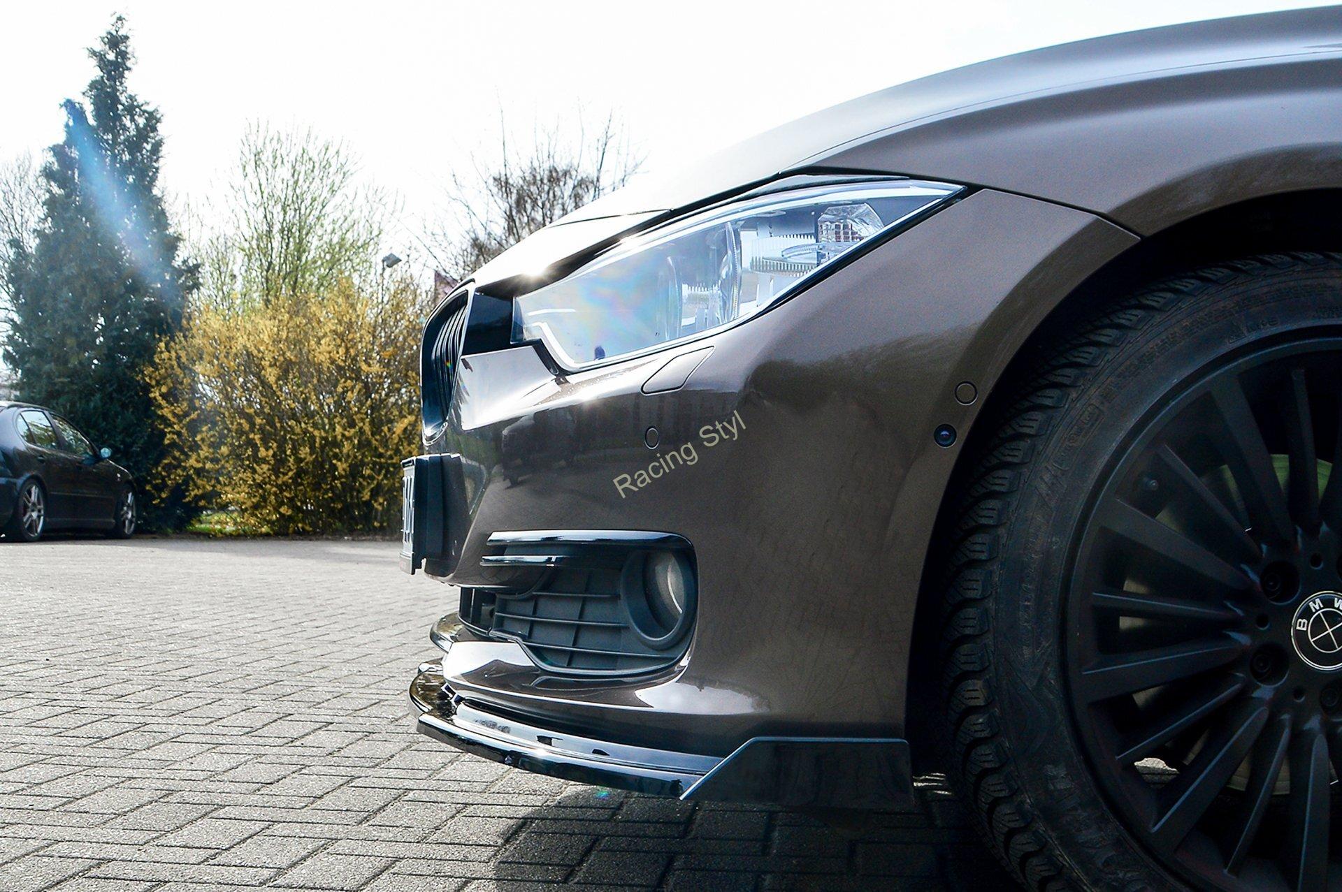 BMW 3 F30/F31 přední spoiler lipa Glossy Black s křidélky IN Tuning Lesk.
