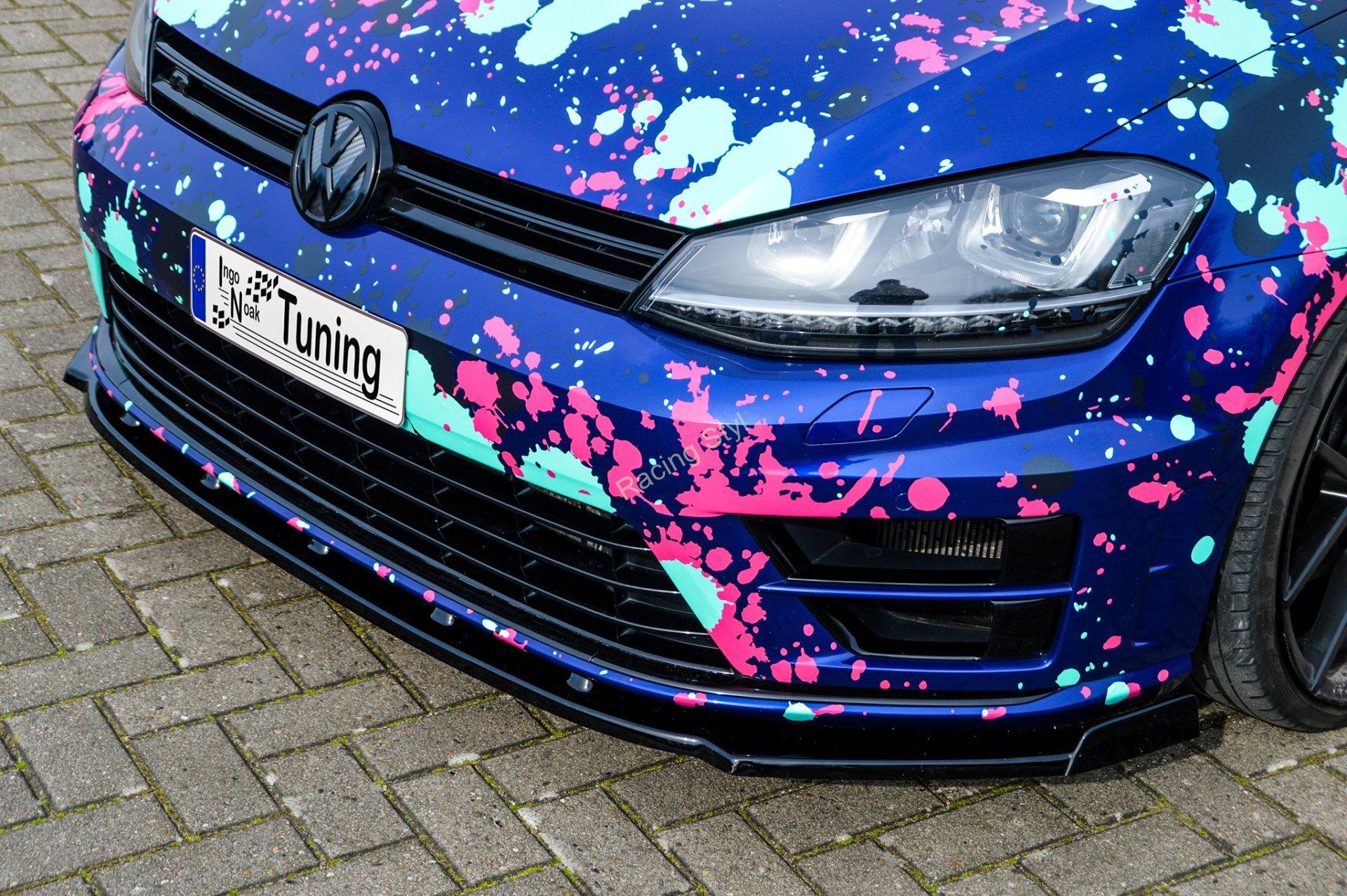 VW Golf 7 R/ R-Line AU přední spoiler lipa Glossy Black s křidélky IN Tuning Lesk.