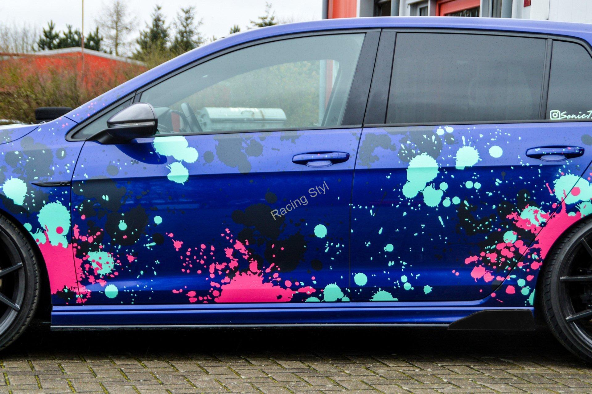 VW Golf 7 R/ R-Line nástavce na boční prahy s křidélky IN Tuning Matt.