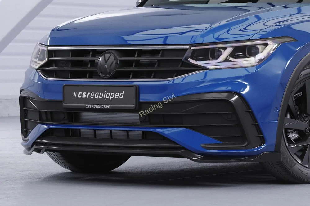 VW Tiguan 2 Facelift R-Line přední spoiler lip Glossy Black CSR Lesk