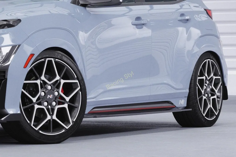 Hyundai Kona (1. gen.) N/ N-Line nástavce na boční prahy Glossy Black CSR Lesk.