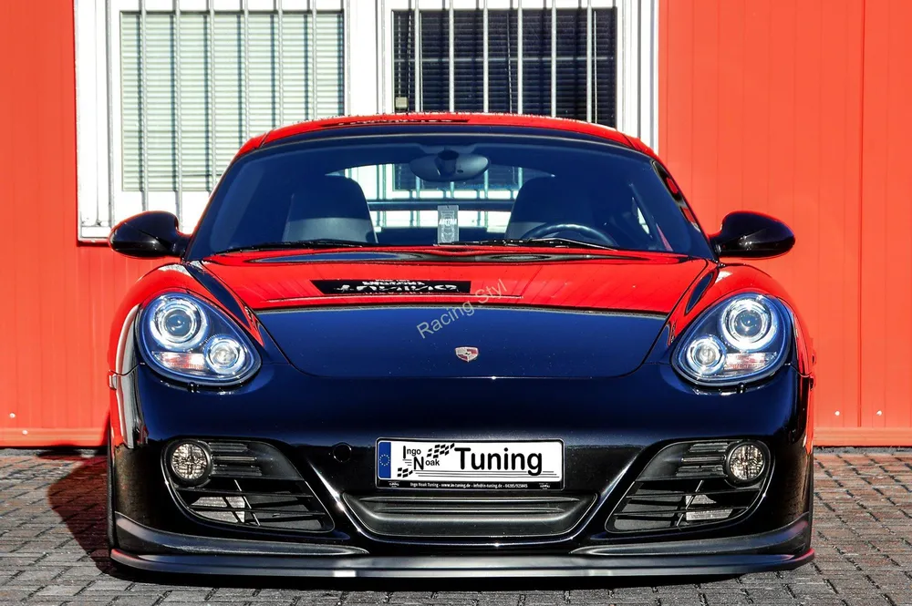 Porsche Cayman 987 2009-13 přední spoiler lipa Glossy Black IN Tuning Lesk.