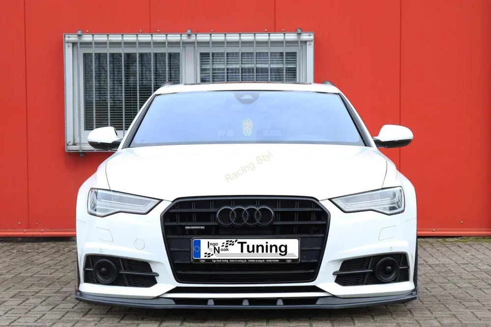 Audi A6 S-Line/ S6 4G C7 přední spoiler lipa s křidélky Glossy Black IN Tuning Lesk.
