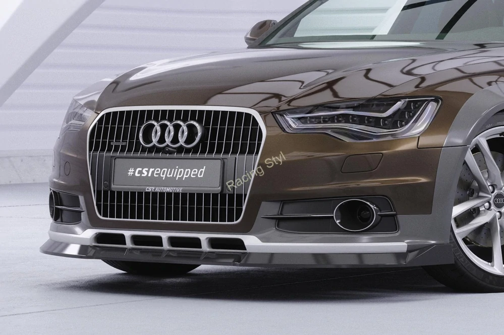 Audi A6 C7 4G Allroad spoiler pod přední nárazník Glossy Black CSR Lesk.