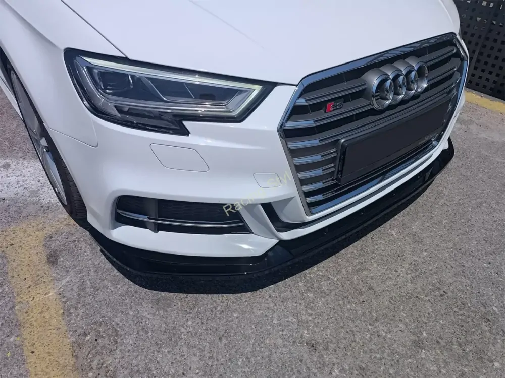 Audi S3/ A3 S-Line 8V Facelift Sportback přední spoiler lipa Glossy Black MD Design Lesk.