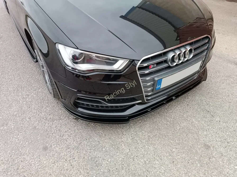 Audi S3/ A3 S-Line 8V přední spoiler lipa Glossy Black MD Design Lesk.
