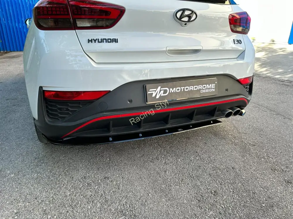 Hyundai i30 N-Line Facelift spoiler pod zadní nárazník Glossy Black MD Design Lesk.