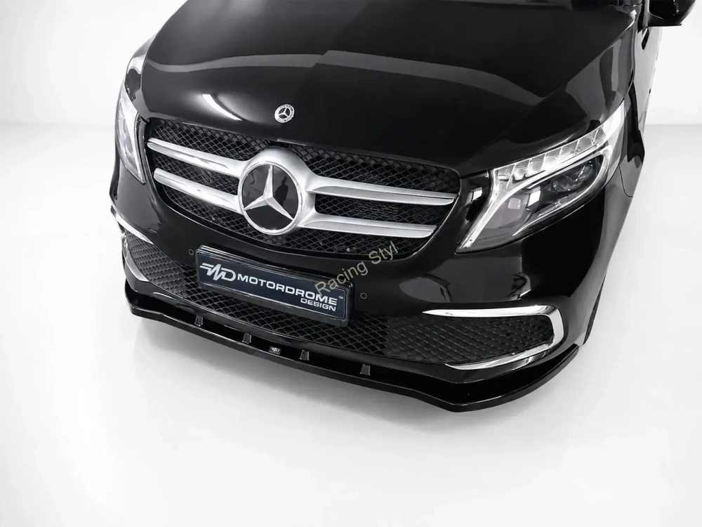 Mercedes Benz V-Class Facelift spoiler pod přední nárazník Glossy Black MD Design Lesk.