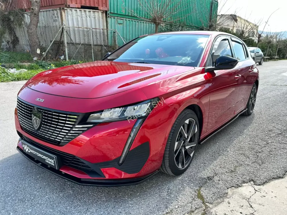 Peugeot 308 nástavce na boční prahy Glossy Black MD Design Lesk.