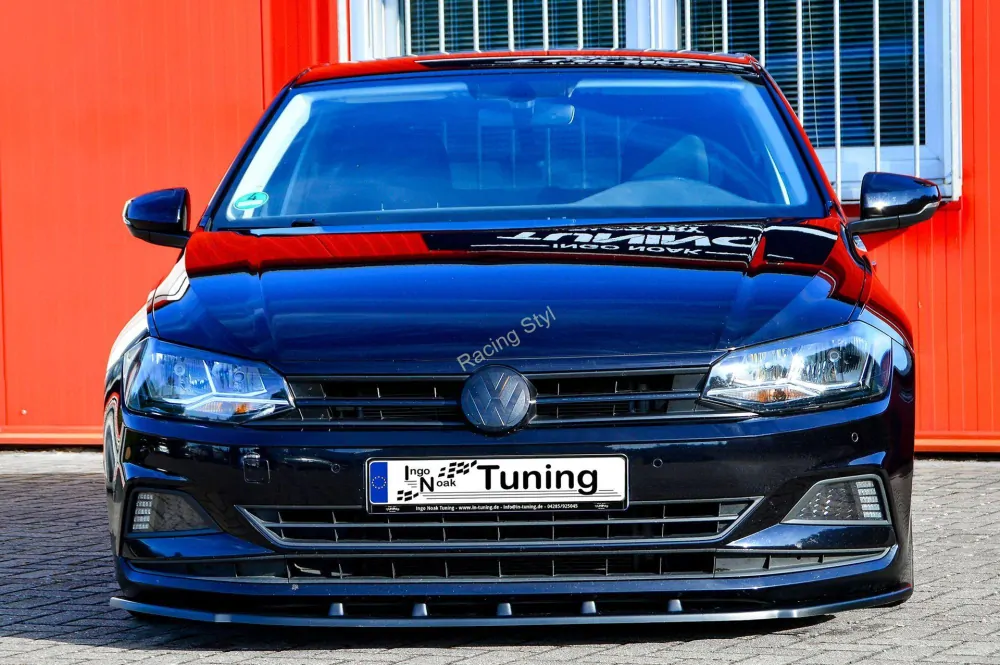VW Polo 6 2G přední spoiler lipa V2 Glossy Black IN Tuning Lesk.