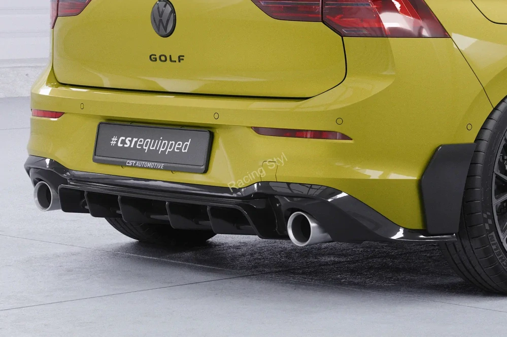 VW Golf 8 GTI spoiler na zadní nárazník difuzor Glossy Black CSR Lesk.