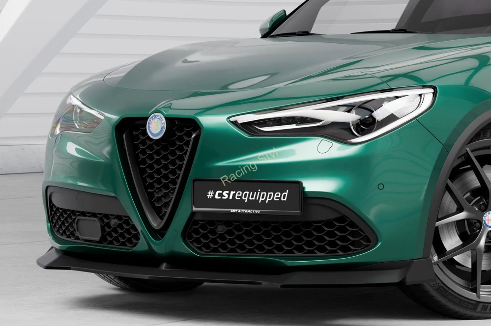 Alfa Romeo Stelvio přední spoiler lip Glossy Black CSR Lesk.
