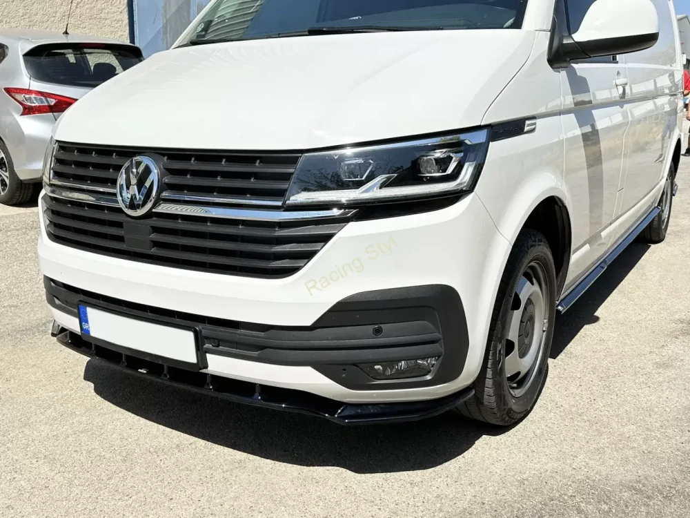 VW T6.1 spoiler pod přední nárazník V1 Glossy Black MD Design Lesk.