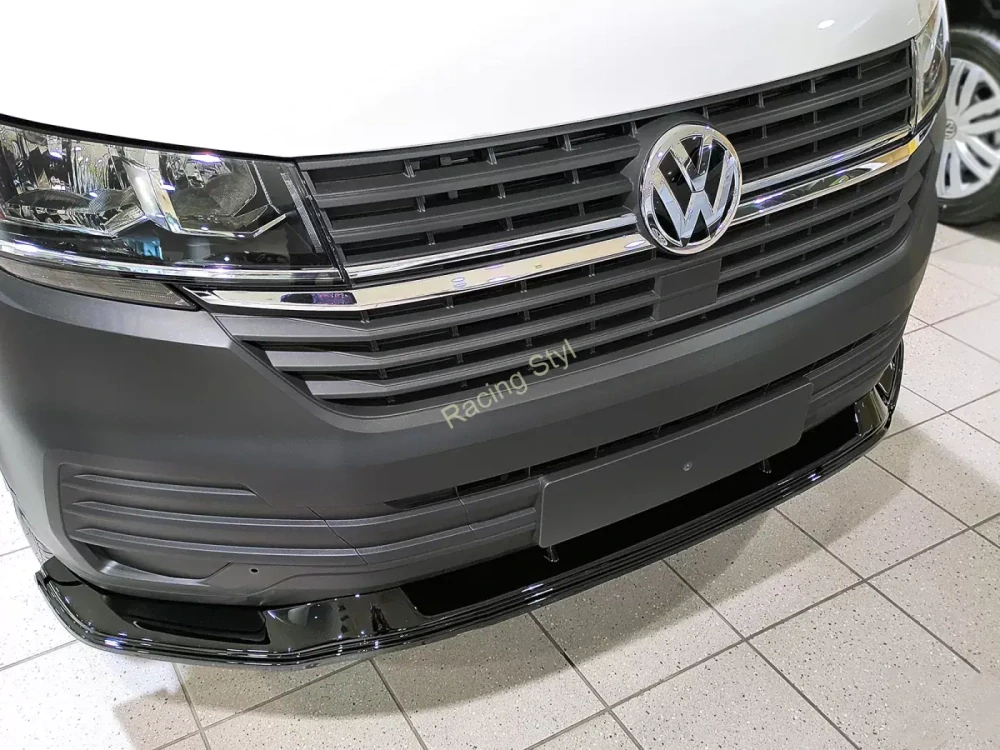VW T6.1 spoiler pod přední nárazník V2 Glossy Black MD Design Lesk.