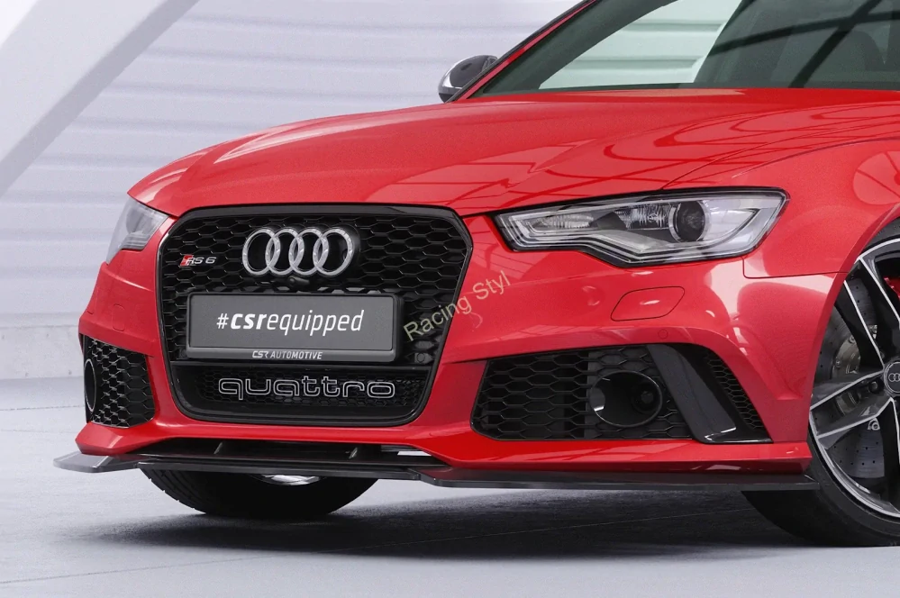 Audi RS6 C7 přední spoiler lip Glossy Black CSR Lesk.