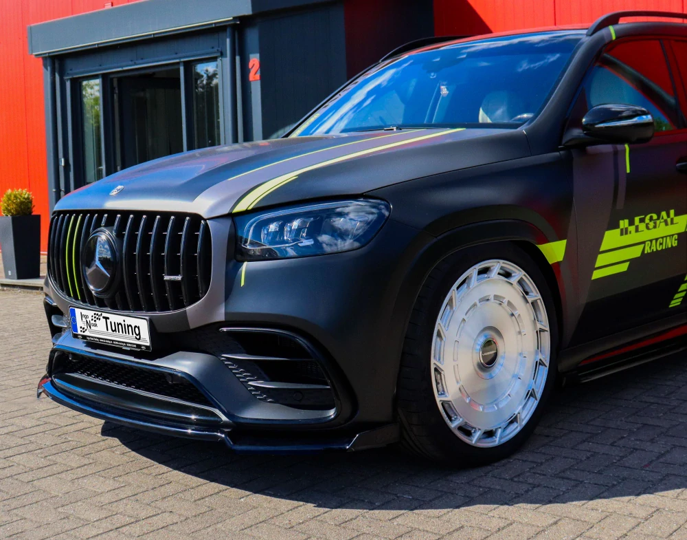 Mercedes GLS 63 AMG 4Matic přední spoiler lip Glossy Black s křidélky IN Tuning Lesk.