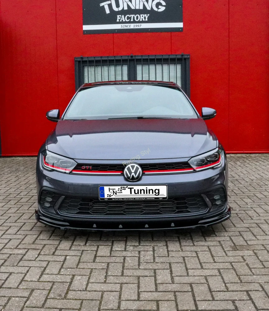 VW Polo 6 GTI 2G Facelift přední spoiler lip s křidélky Glossy Black IN Tuning Lesk