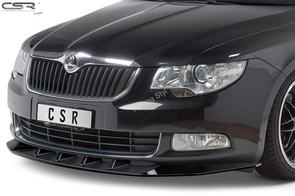 Škoda Superb II přední spoiler lipa Glossy Black CSR Lesk.
