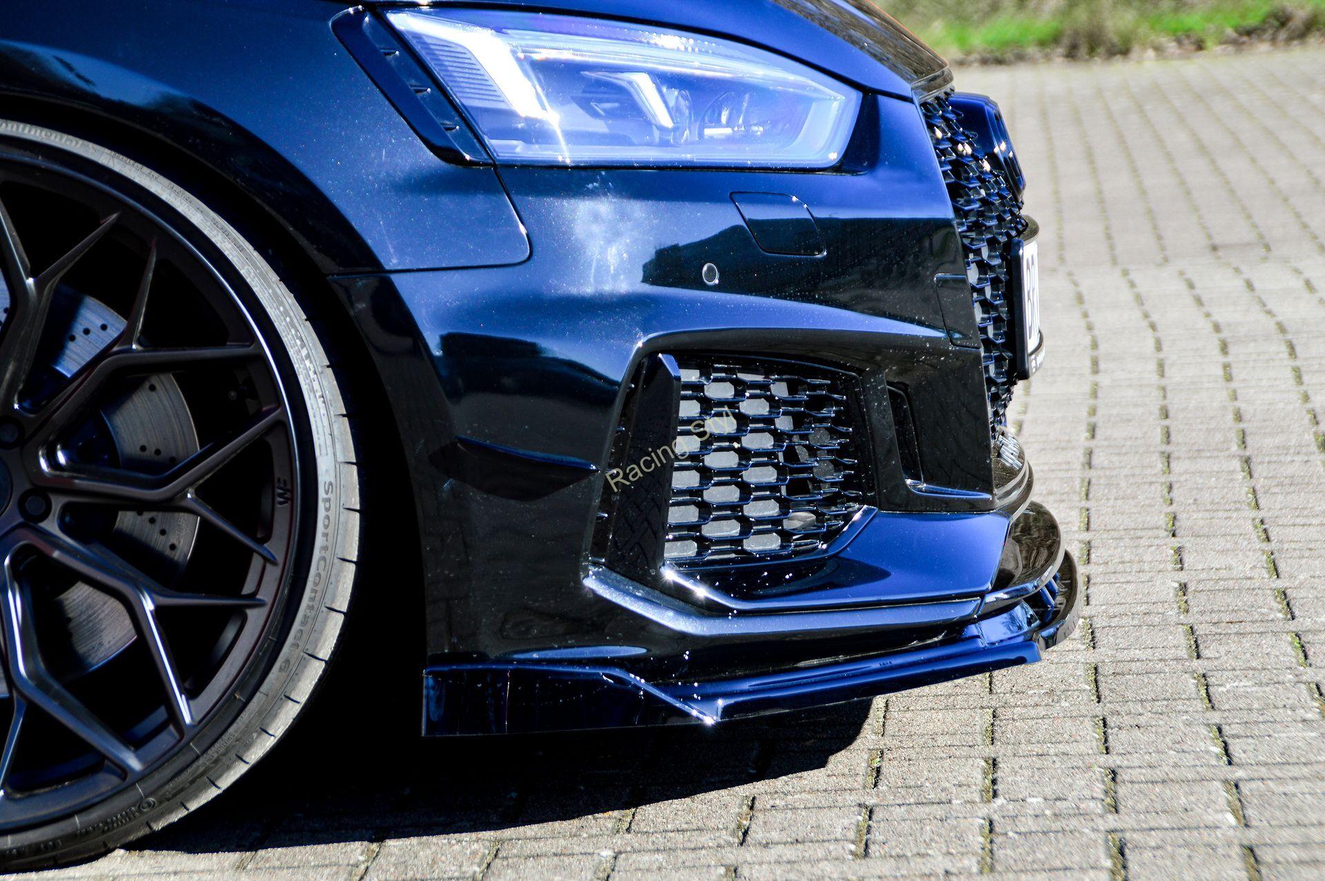 Audi RS5 F5 přední spoiler lipa Glossy Black s křidélky IN Tuning Lesk.