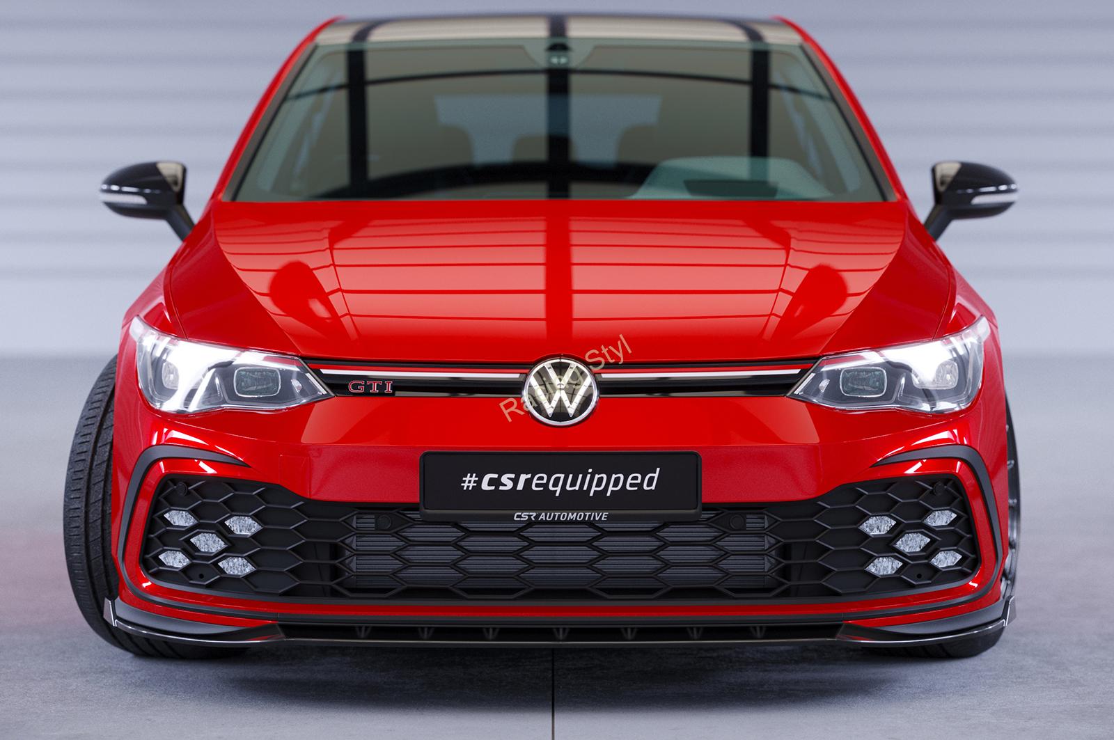 VW Golf 8 typ CD GTI/GTD/GTE/R-Line přední spoiler lipa Glossy Black CSR Lesk.