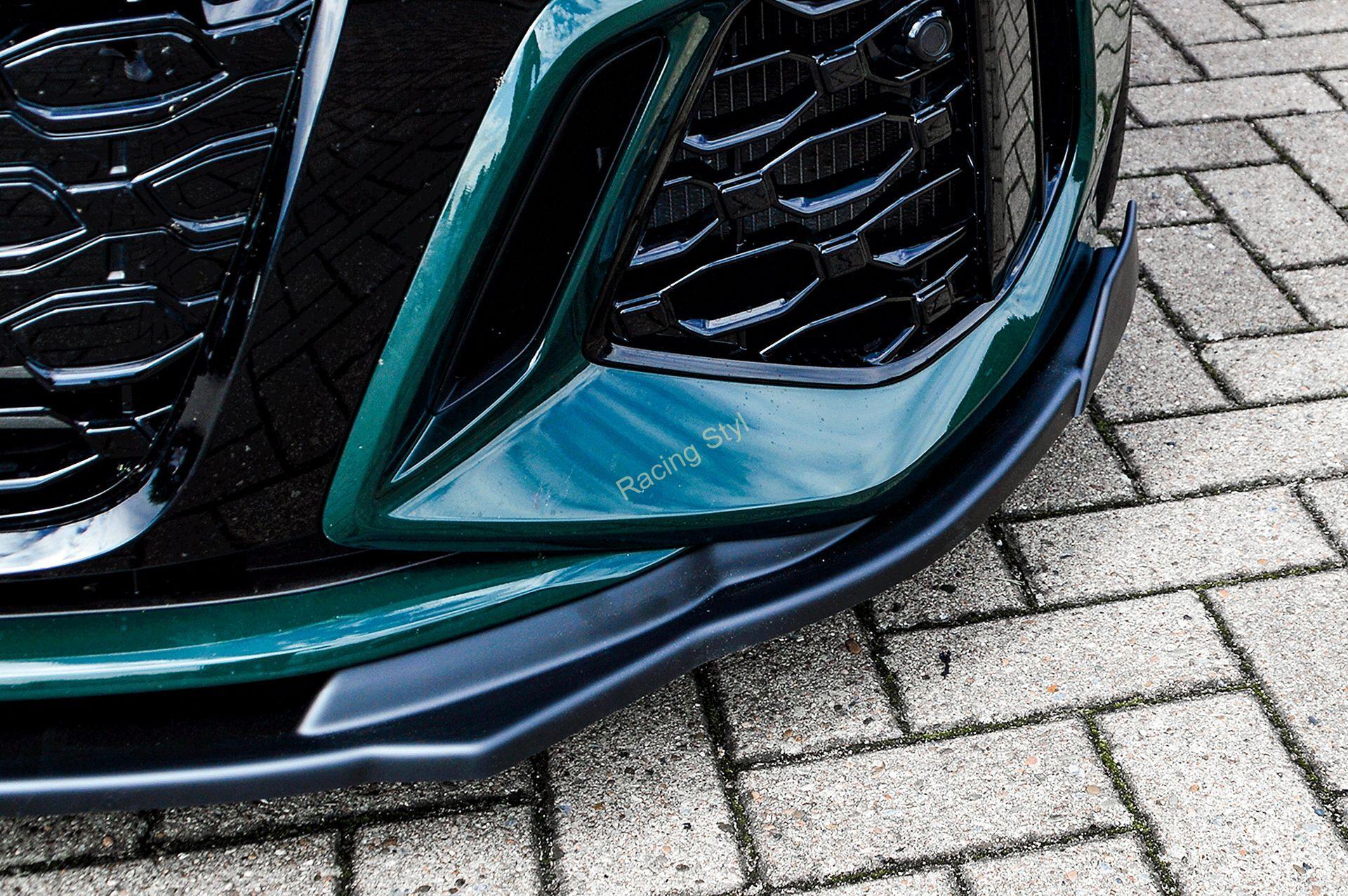 Audi RS3 8Y přední spoiler lipa Glossy Black s křidélky IN Tuning Lesk.