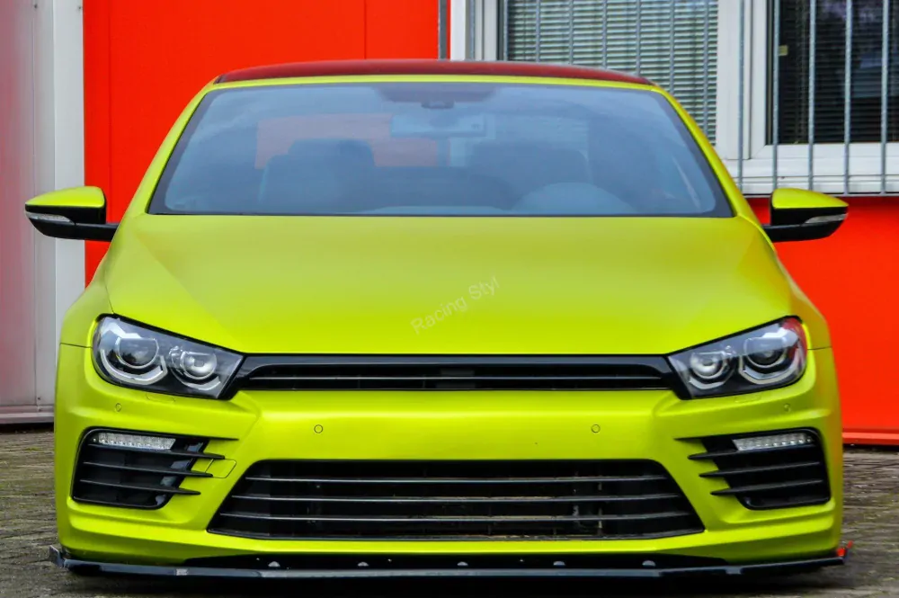 VW Scirocco 3 R Facelift přední spoiler lipa Glossy Black V2 s křidélky IN Tuning Lesk.