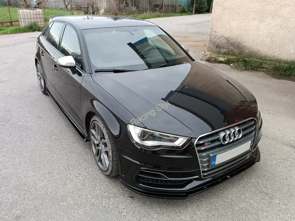Audi S3/ A3 S-Line 8V přední spoiler lipa Glossy Black MD Design Lesk.